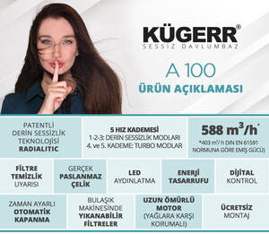  KÜGERR A100 60 CM INOX SÜRGÜLÜ SESSİZ ASPİRATÖR